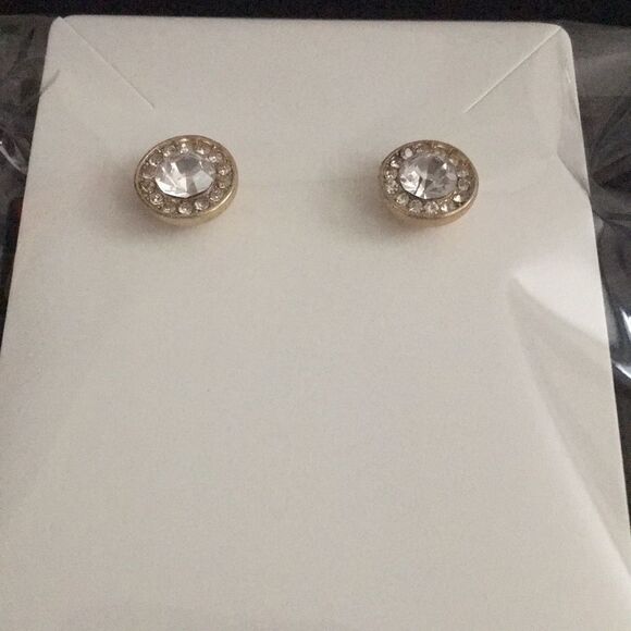 Bundle Sale 3 for $15 | Gold Tone Crystal Earrings | Central Sparkle - Picture 1 of 10